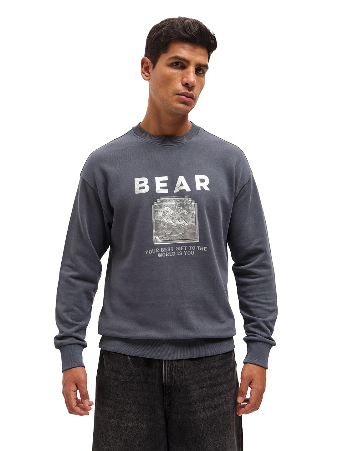 the bear house Men Cotton Round Neck Graphic Printed Sweatshirt-picture-36