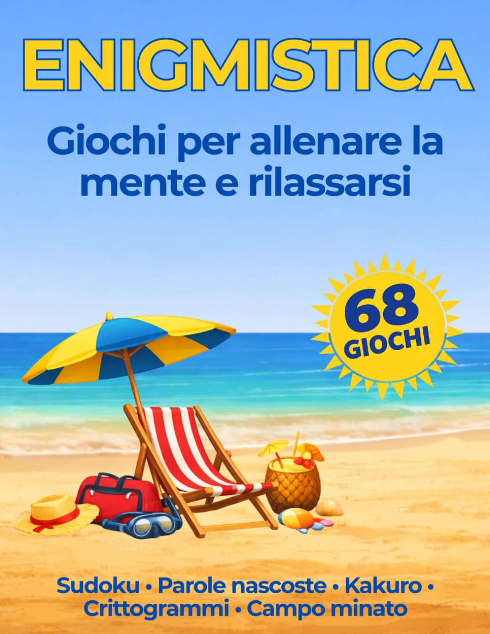 ENIGMISTICA: 68 giochi per adulti per allenare la mente e rilassarsi - Sudoku, Parole nascoste, Kakuro, Crittogrammi e Campo minato.