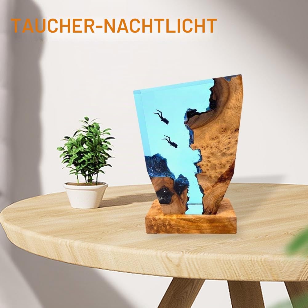 Taucher Nachtlampe, Harz Nachttischlampe, Ozean Lampe, Tauchen Harz hölzerne Lampe, Home Decoration, dekorative Künstler Home Office Schlafzimmer dekorative Geschenk (6 * 4in)