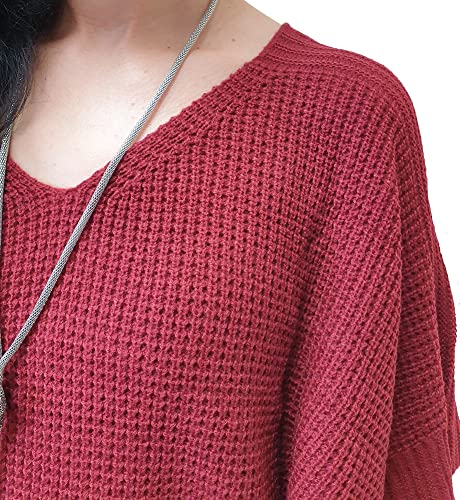 Mimosa Ladies Made in Italy One Size Knitted Warm Oversized V-Neck Poncho Cape with Side Buttons4