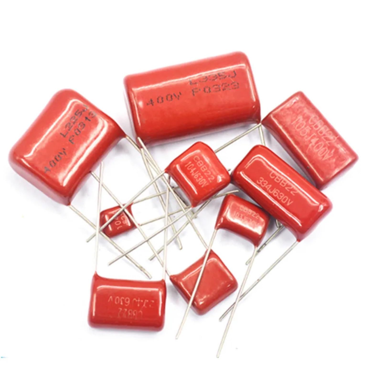 Condensador cerámico, 10 condensadores CBB de 100 V, 400, 630, 1 UF, 4,7, 470 NF, serie completa CBB: 103, 104, 105, 224, 333, 472, 474J(630V 224J 220NF)