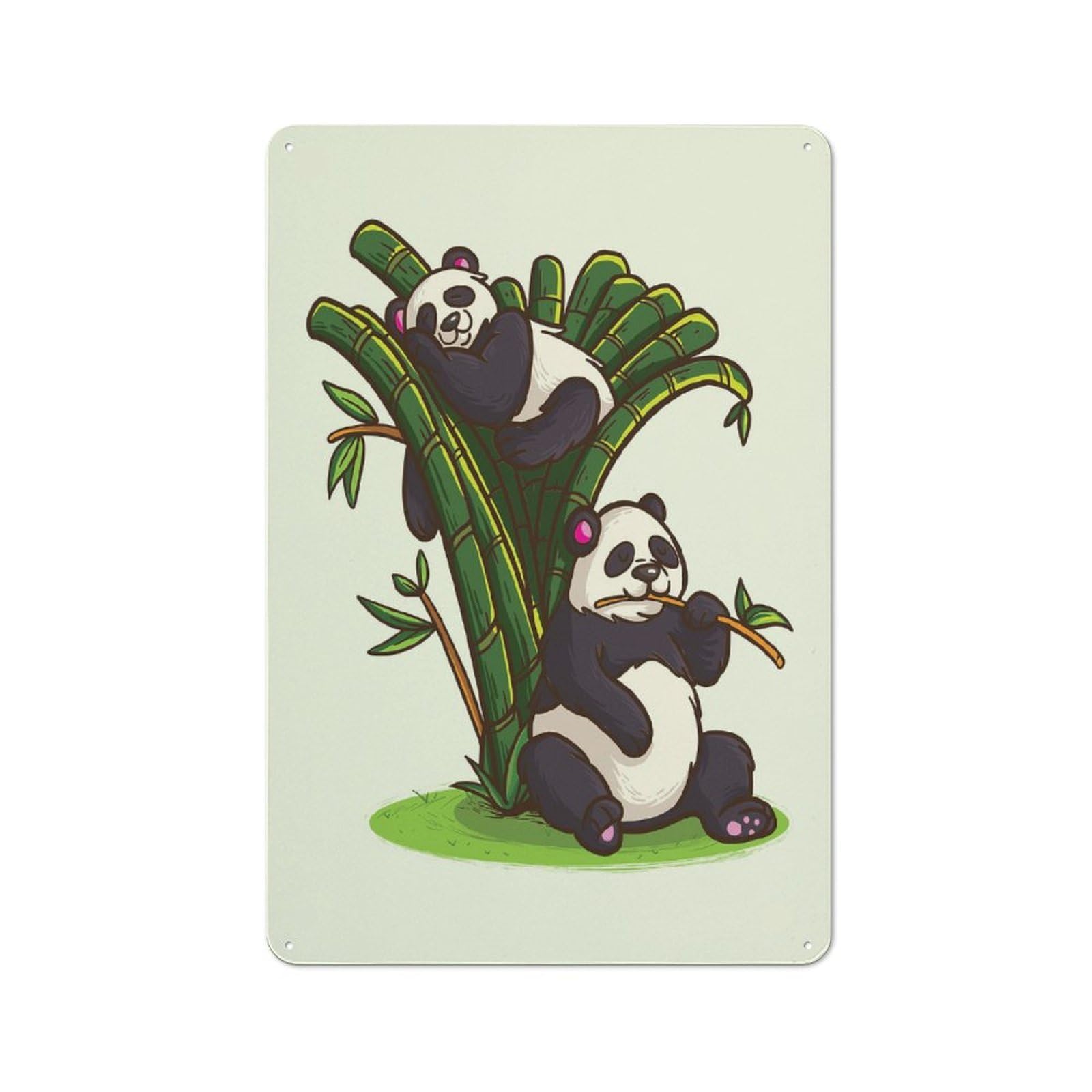 Junmoney Style-8 Metal Sign 30X20cm With Lazy Pandas For Workshop Wall, Vintage Decor, For Vintage Wall Decor Fans, For Metal Sign Collectors