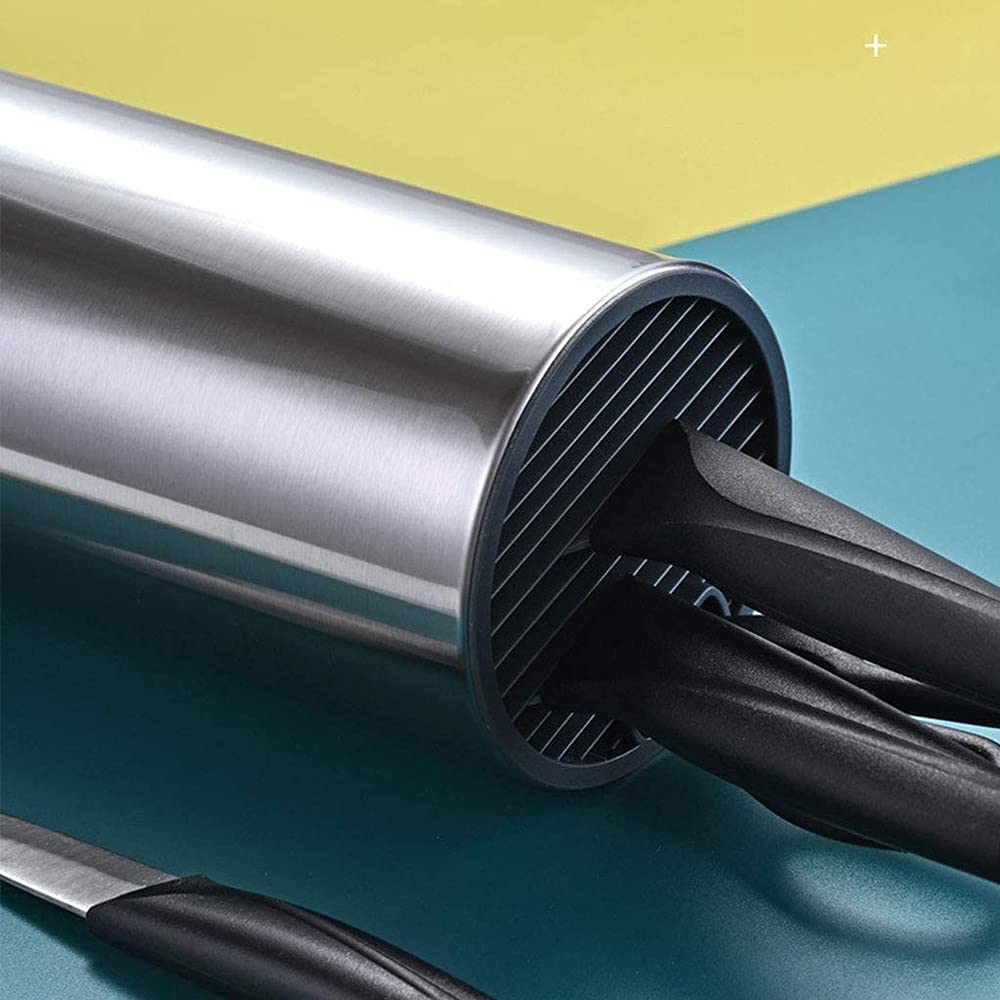 Portacoltelli Multifunzione 3 In 1 - Con Foro Scarico Acqua - Supporto Per Coltelli, Forbici E Utensili - Nero - Foto 2