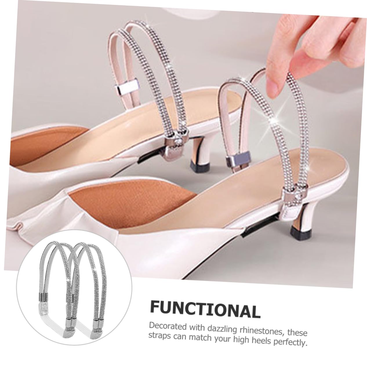 Holibanna High Heels Straps for Women Adjustable Detachable Ankle Straps Anti-fall Shoelaces Dazzling Rhinestones Comfortable Fit for Fashion Shoes