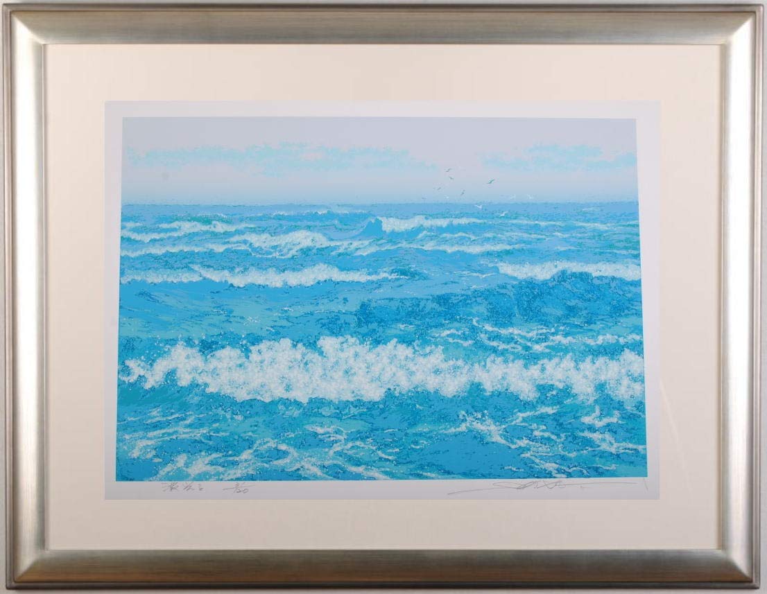 Amazon | 池上壮豊 「波光る」 海 絵画 カモメ 鳥 絵 シルクスクリーン