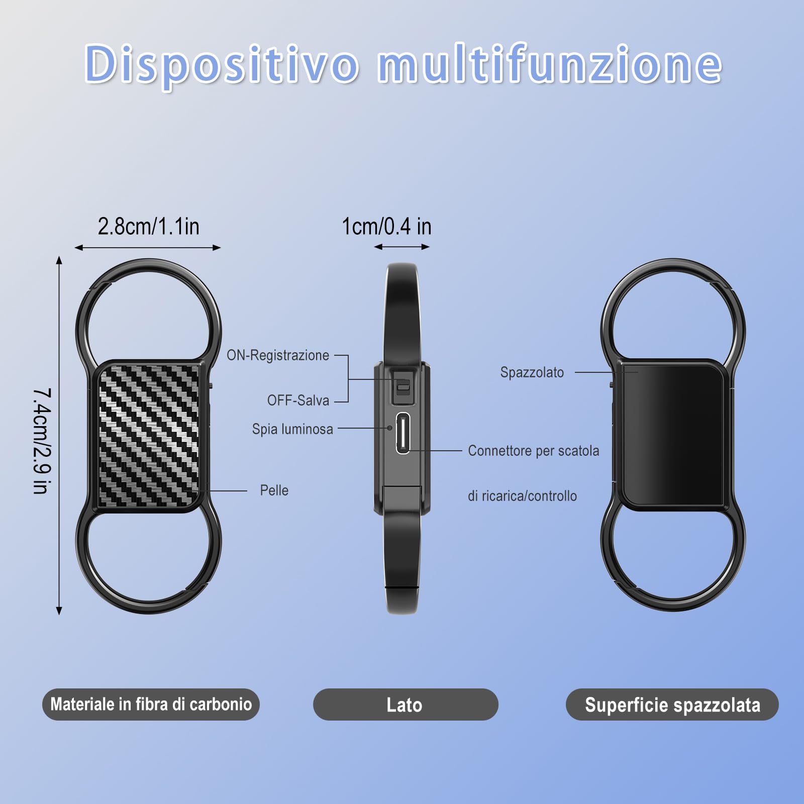 Registratore Vocale 3072 Kbps Registratore Vocale Spia e Funzioni Attivazione Vocale, Mini Registratore Vocale Spia, micro dispositivi di registrazione digitale, Ricaricabile USB registratore audio