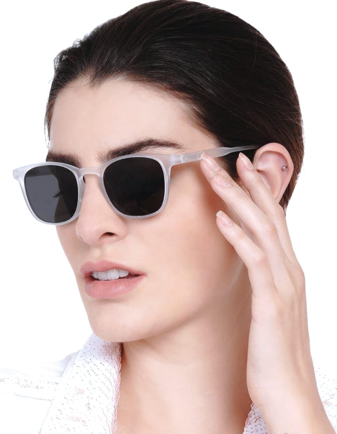 Retro Square Frame Sunglasses with Clear Lenses, Lightweight Design, UV Protection-image-13