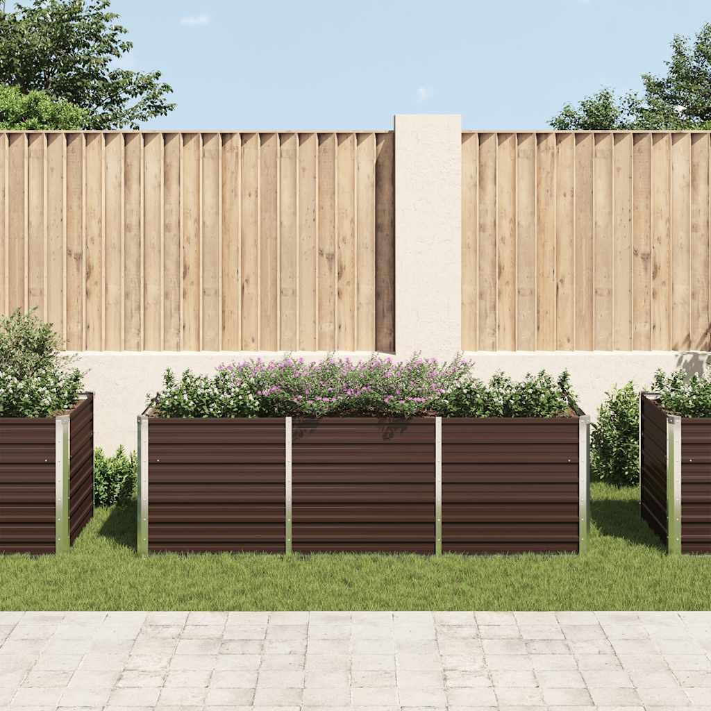 Edler Garten-Hochbeet Braun 240×80×77 cm aus verzinktem Stahl Großer Blumenkübel mit zeitgemäßem Design für Garten Terrasse Balkon und Urban-Gardening