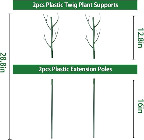 Miniatura 2 de Kutoda Juego de 6 estacas de soporte para plantas de ramitas, se mezcla para plantar, 41.6 pulgadas para plantas trepadoras, estacas para plantas de
