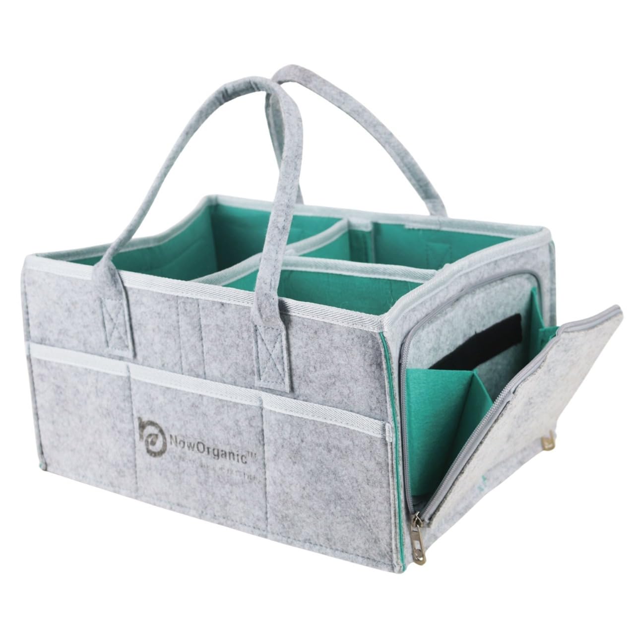 Now Organic Diaper Caddy Organizer – Large Nursery Storage Basket for Diapers, Wipes, Toys & Baby Essentials | Portable Caddy with Handles & Removable Dividers | Baby Shower Gift for New Parents