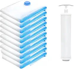 Kit 10 Saco À Vacuo 50x60cm Otimização De Espaço + Bomba Sucção Organizador de Roupas e Viagem