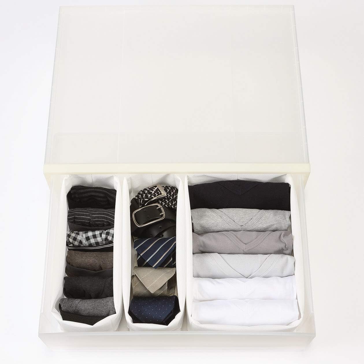 MUJI 02110482 Non-woven Fabric Partitioner Case with Adjustable Height, Large, 2 Pieces, Approx. Width 8.9 x Depth 12.8 x Height 8.3 inches (22.5 x 32.5 x 21 cm)