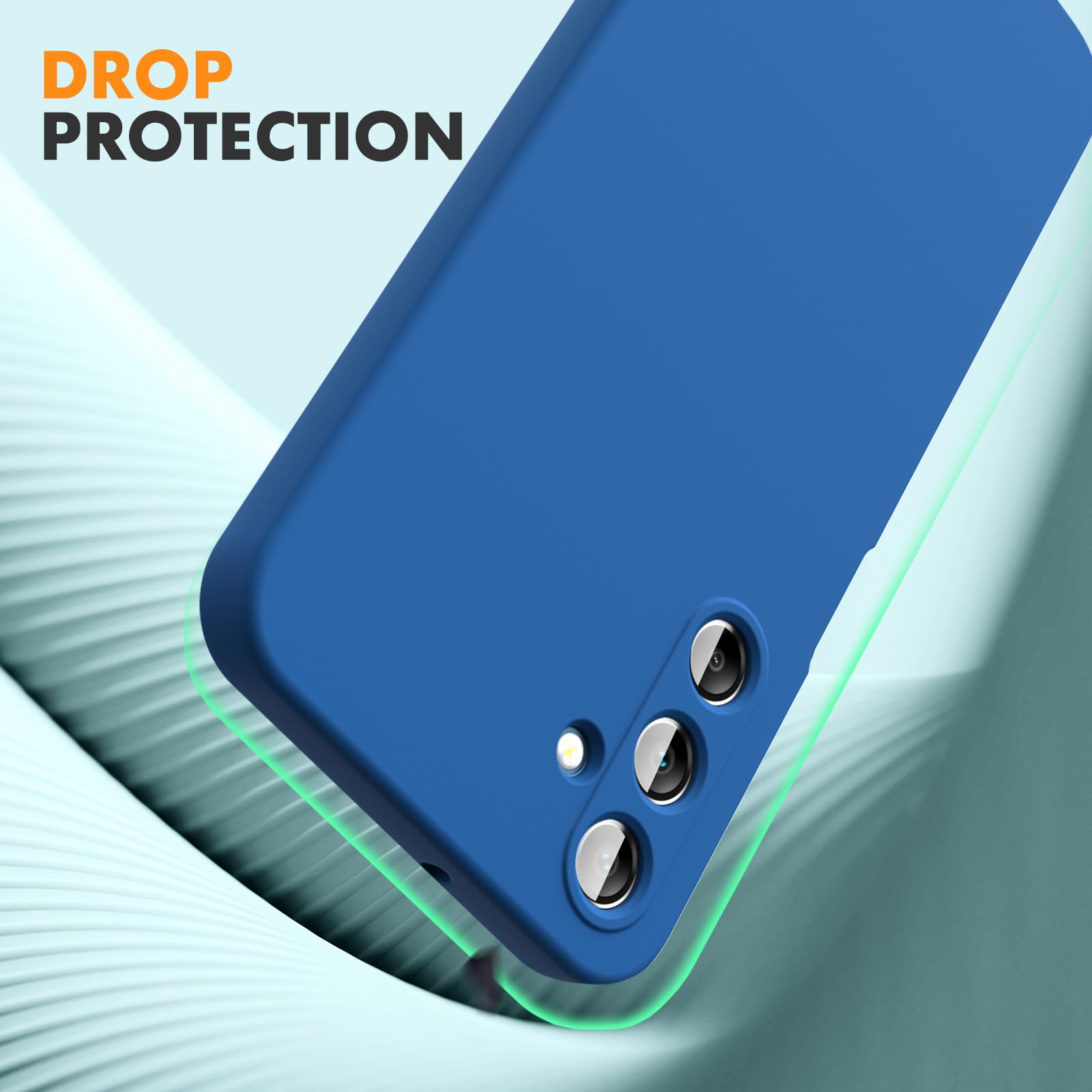 Vansdon Cover Compatibile con Samsung Galaxy A25 5G, 2 Pellicola Protettiva in Vetro Temperato, Gomma Gel di Silicone Liquida Antiurto Custodia - Blu