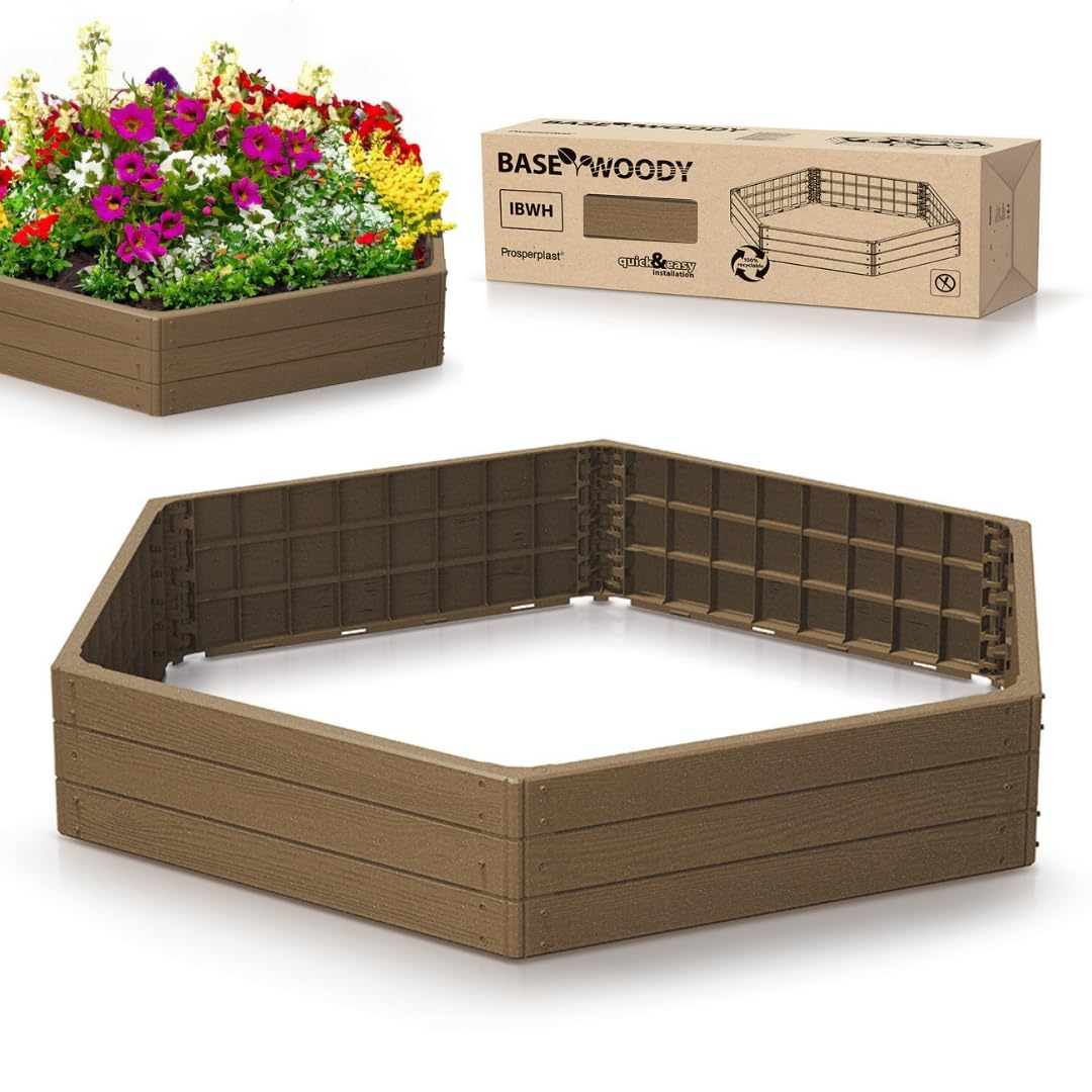 Prosperplast Brown Raised Bed, Garden Bed, Planter, Flower Box, Plant Tub, And Anthracite, Hexagon (Brown)