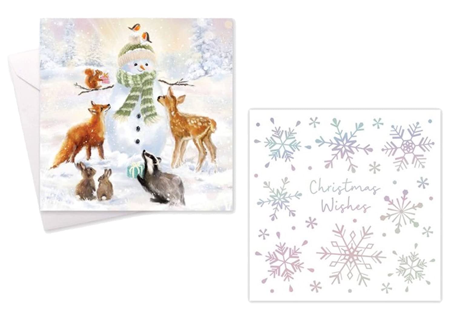 Boxed Christmas Wishes Snowman Christmas Cards Assorted Festive Theme - 20 Cards in 2 Traditional Designs & Envelopes