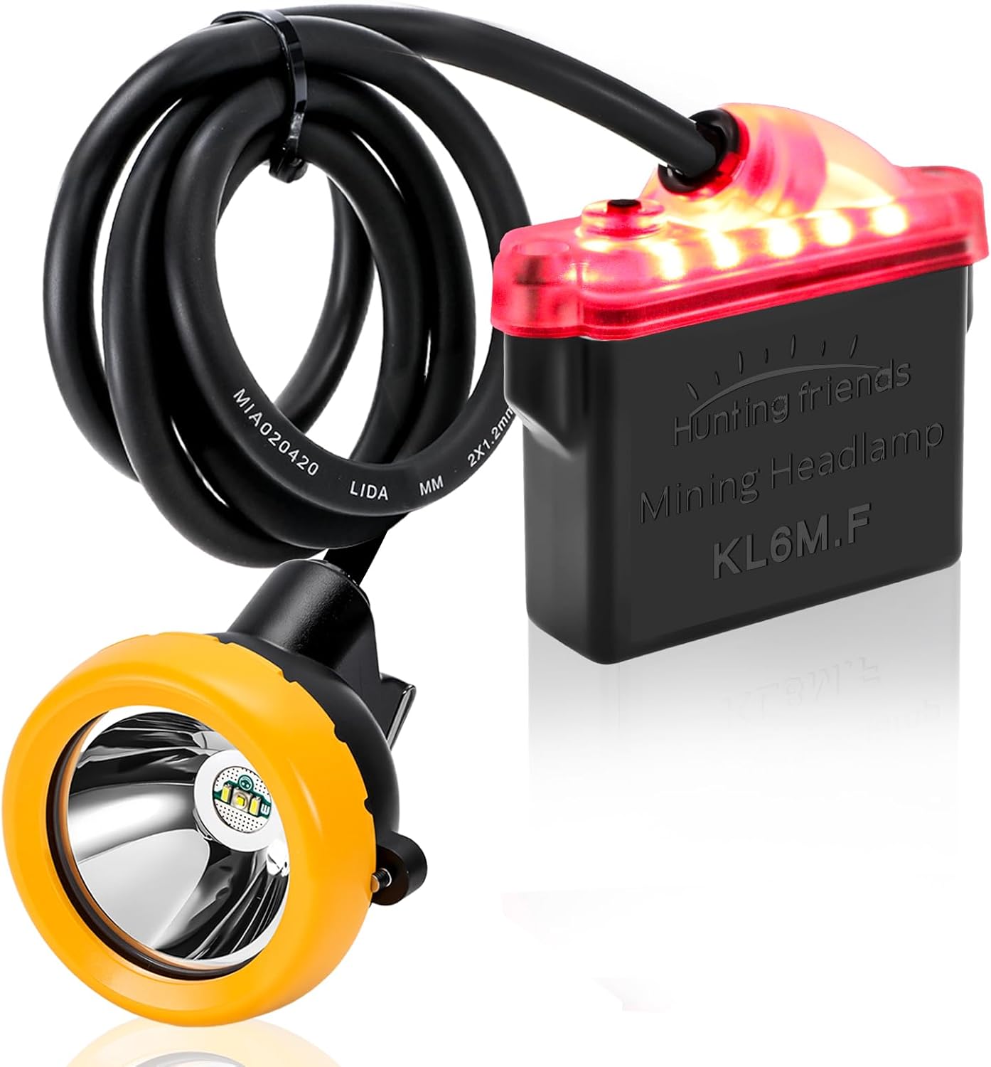 Safety LED Mining Headlamp 1+2 Lights with Battery Pack, Waterproof Explosion-Proof Coal Miner Head Torch, Hard Hat Cap Lamp for Underground Tunnel Construction, Outdoor Work (KL6M.F-White Light)