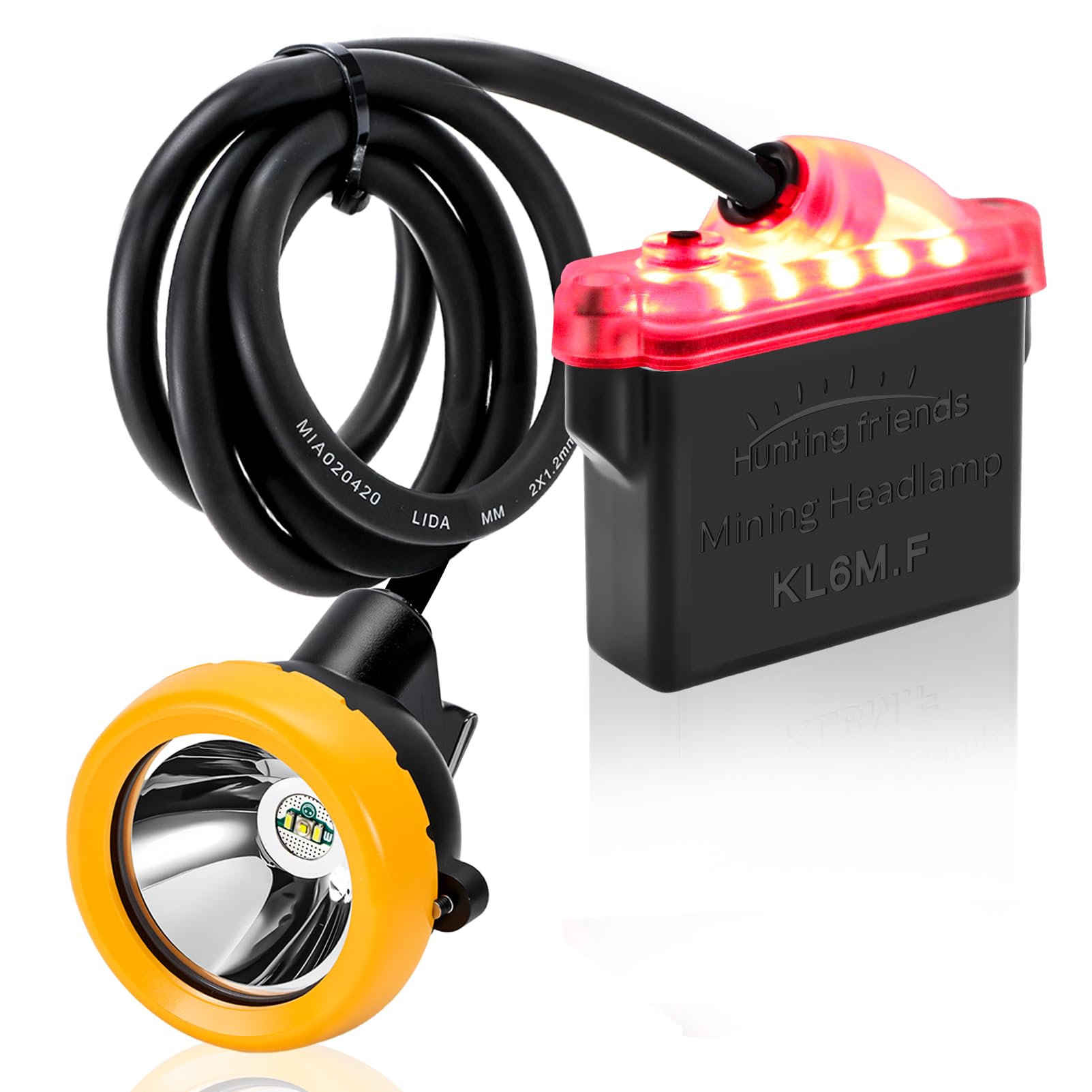 Sicherheit LED Bergbau Stirnlampe 1+2 Lichter mit Akkupack, Wasserdichte Explosionsgeschützte Kohle Miner Kopflampe, Hard Hat Cap Lampe für Underground Tunnel Bau Outdoor Arbeiten (KL6M.F-Weißlicht)