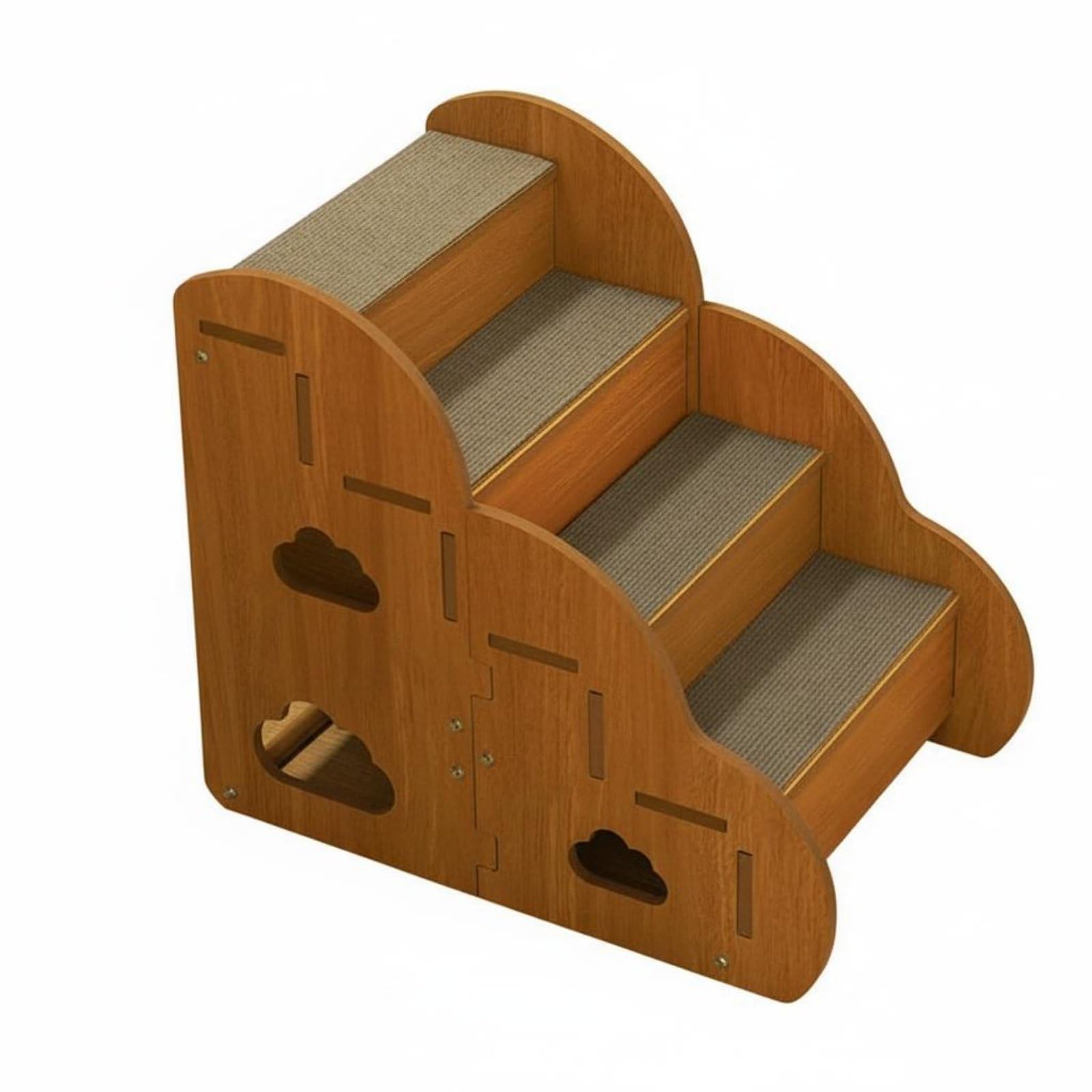Escalera para Gatos con Estructura de Madera Robusta Peldaños Antideslizantes Estilo Minimalista y Protección Articular Adecuada para Mascotas Mayores Espacios de