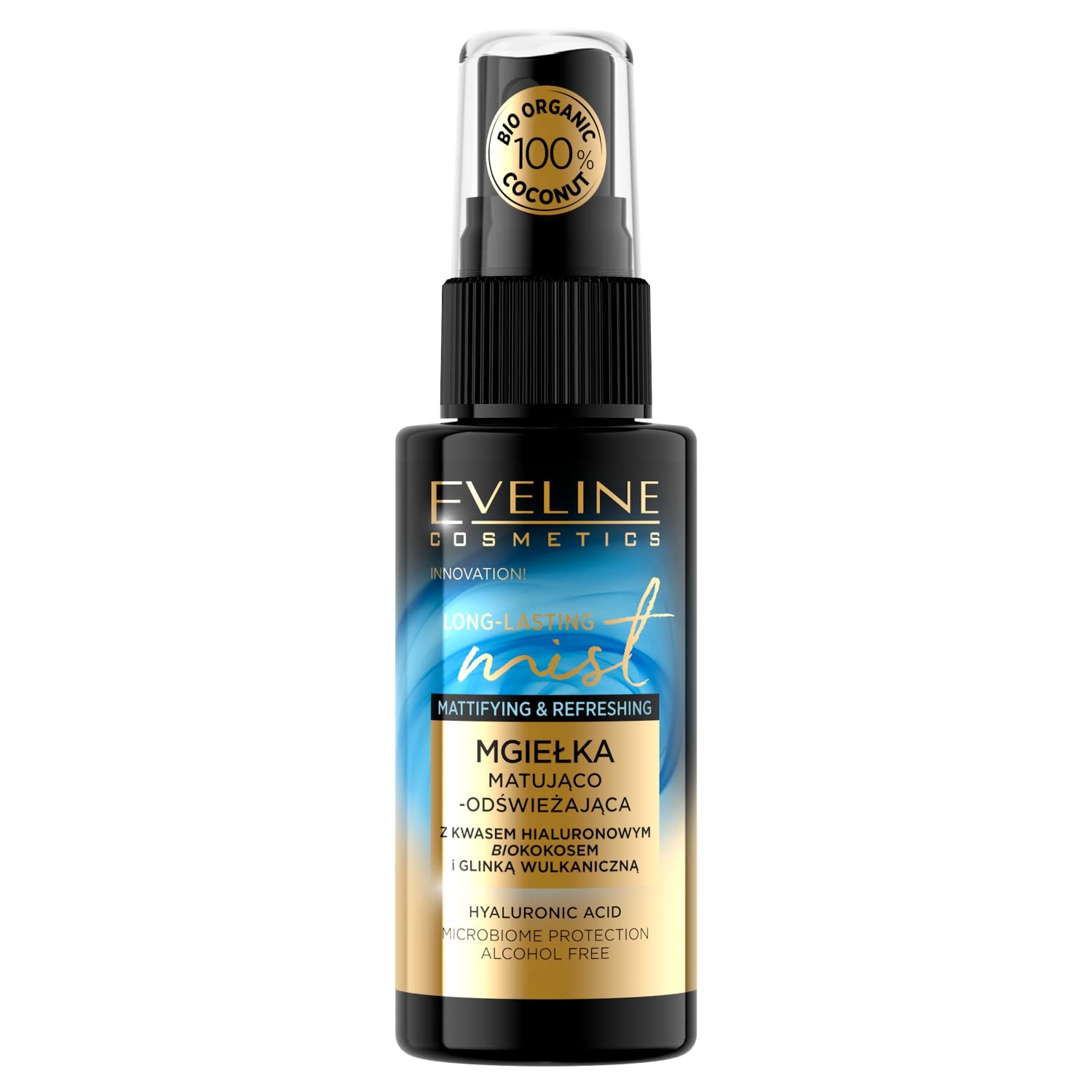 Eveline Cosmetics Long Lasting Mist Mattifying & Refreshing Face Mist with Bio-Organic Coconut, Volcanic Clay & Hyaluronic Acid - 50ml