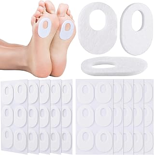60 Pack Callus Pads Soft Felt Callus Oval Shape Corn Pads for Bottom of Foot Adhesive Foot Corn Pads for Men and Women Feet Toes Heel Pain Relief, White