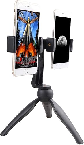 Miniatura 3 de Trípode de doble dispositivo, monopolo, adaptador de montaje de mano para video en vivo y fotografía con múltiples dispositivos. Compatible con la