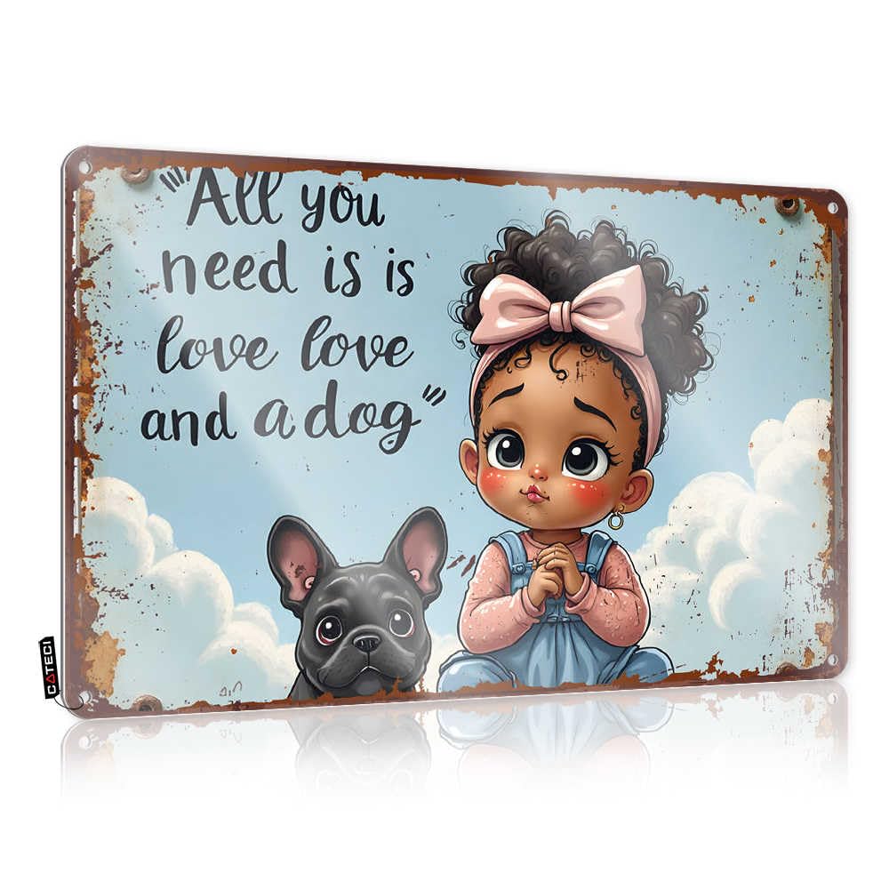 Fzfn Colour Farm Vintage Poster Rustic Haves | Love, Love, And A Dog: A Heartwarming Bond Sarcastic Metal Wall Decor For Playroom Home(30X40cm)