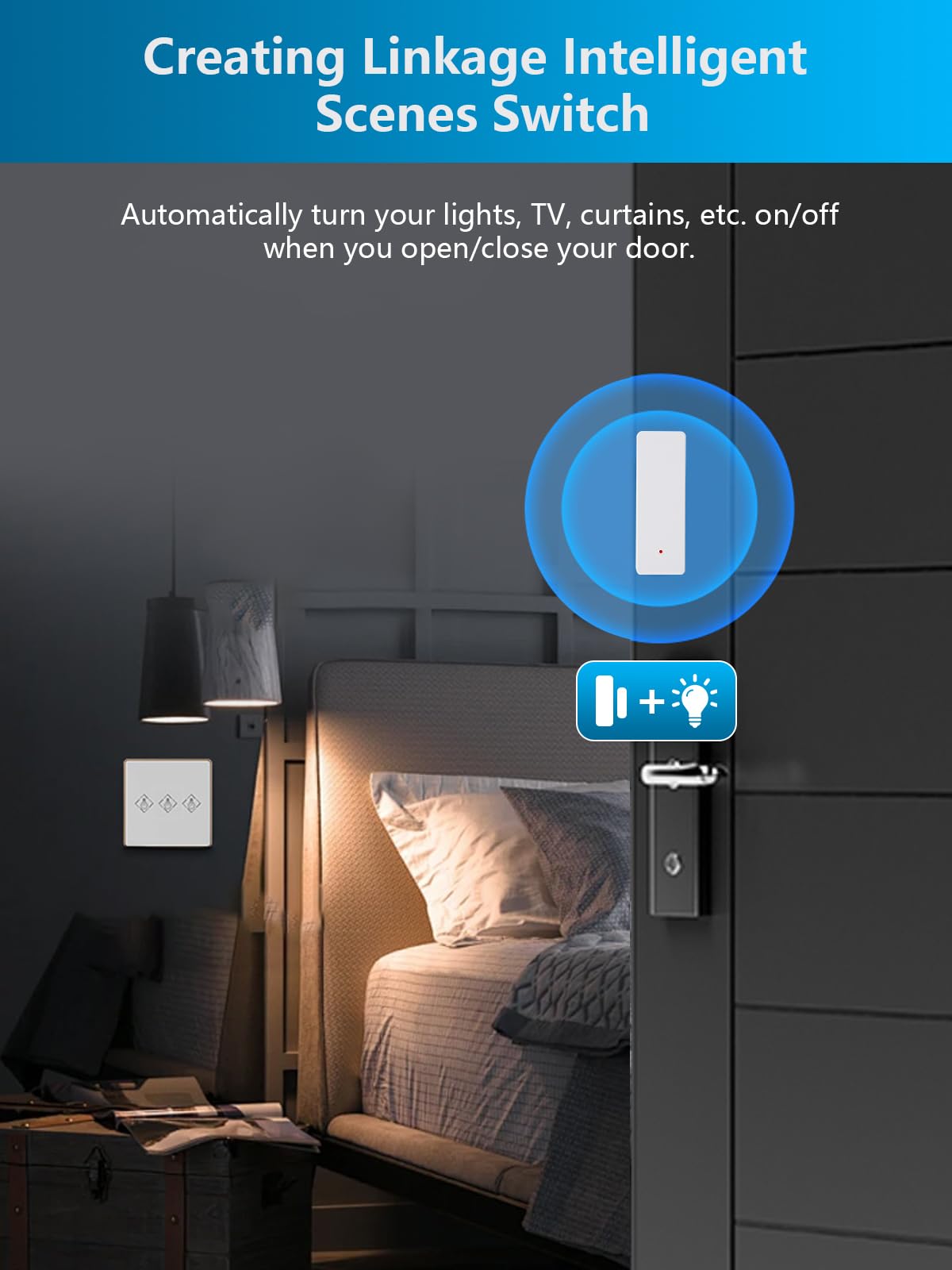 Capteur de porte WiFi, capteur de fenêtre intelligent sans fil, compatible avec Alexa et Google Assistant, notifications en temps réel, installation facile, pas de hub nécessaire