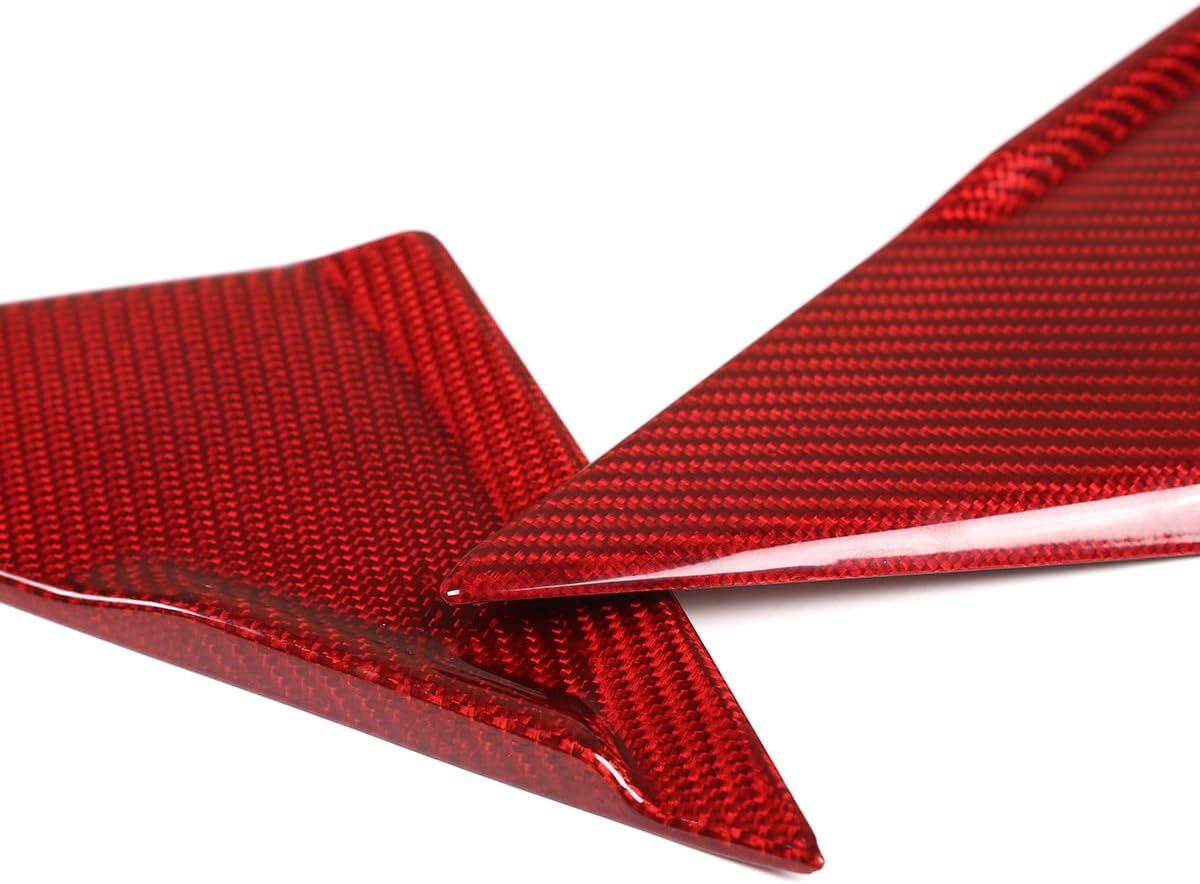Car Exterior Accessories Front A-Pillar Triangular Decorative Stickers Rear Mirror Front Decorative Cover Panel for Nissan GTR R35 2008-2016 (Carbon Fiber Red)