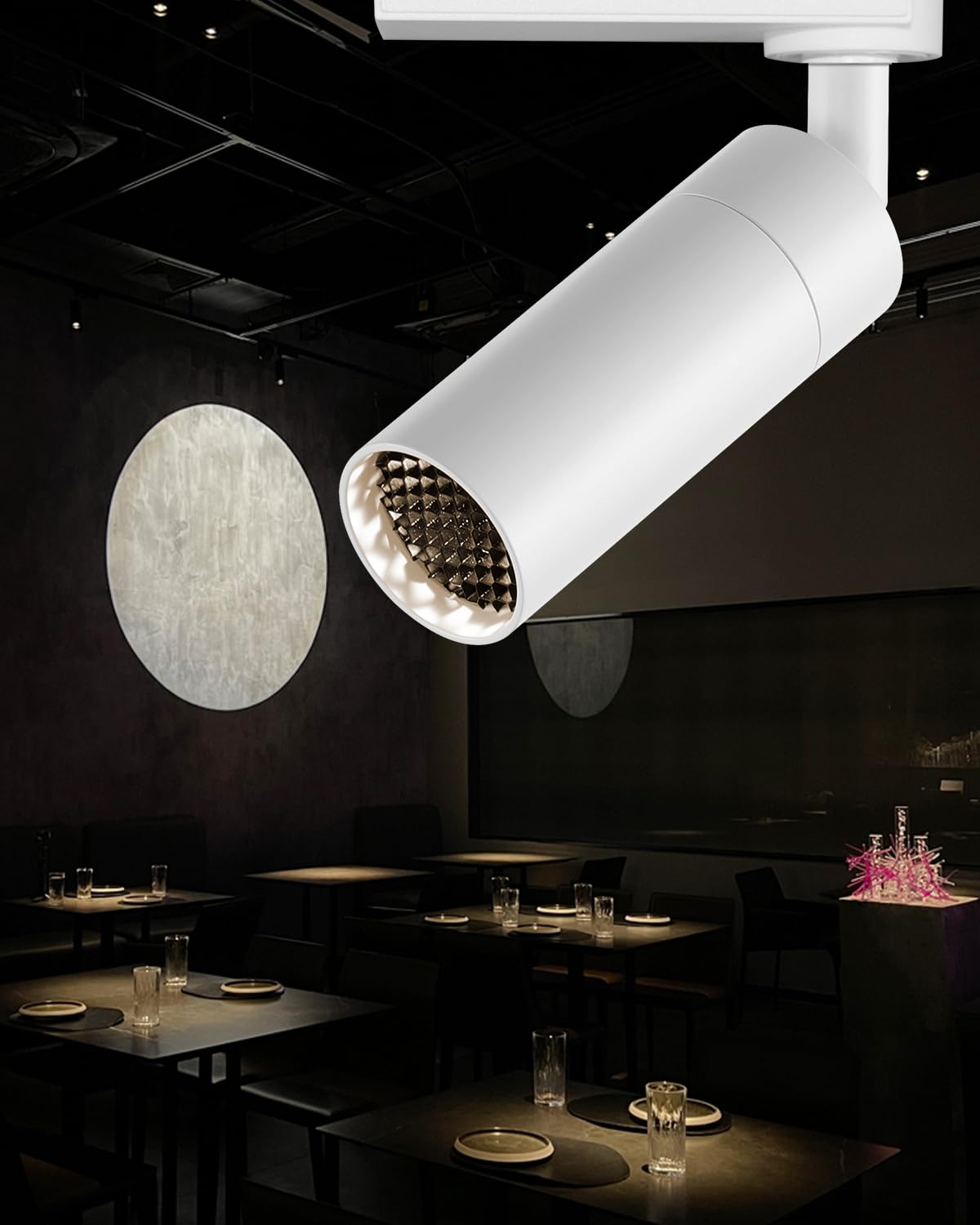 Gpaillumic LED Zoomable Ceiling Spotlight 7W Adjustable Beam Angle 6-50° Swivelable Angle CRI 97 Black Aluminum Accent Lamp for Corridor Mural Living Room - COB Chip