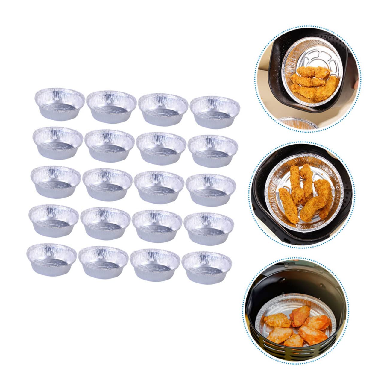 PRETYZOOM 80 Pièces poêle à frire à air bol en aluminium de boulangerie poêles à frire à air frying pan barbecue arrosticini moules à pâtisserie moules à feuille d'aluminium Silver