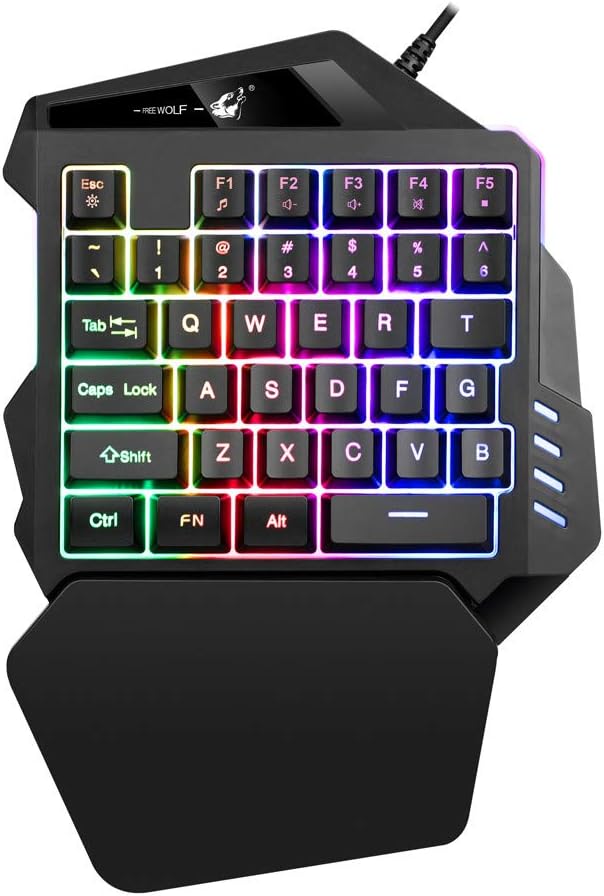 SUImeito Gaming Keyboard K13 Wired 35 Keys LED Backlit USB Ergonomic Single Hand Keypad Gaming Keyboard (Black)