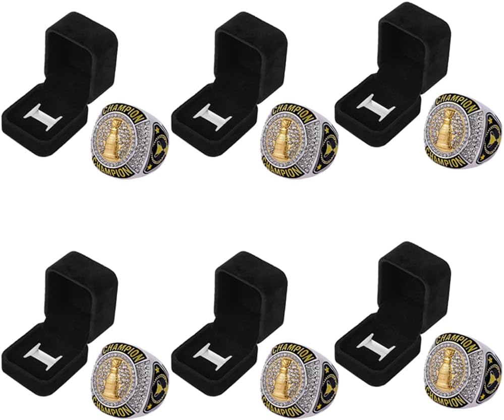 6 Pcs Ice Hockey Championship Ring Trophy Award Gift Tournament Champions or Finalists Champion Ring