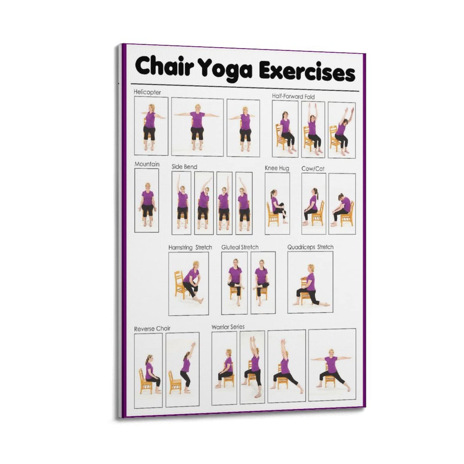 Chair Yoga Exercises for Seniors Poster Canvas Painting Wall Art Poster Poster for Room Aesthetic Posters & Prints on Canvas Wall Art Poster for Room 08x12inch(20x30cm)