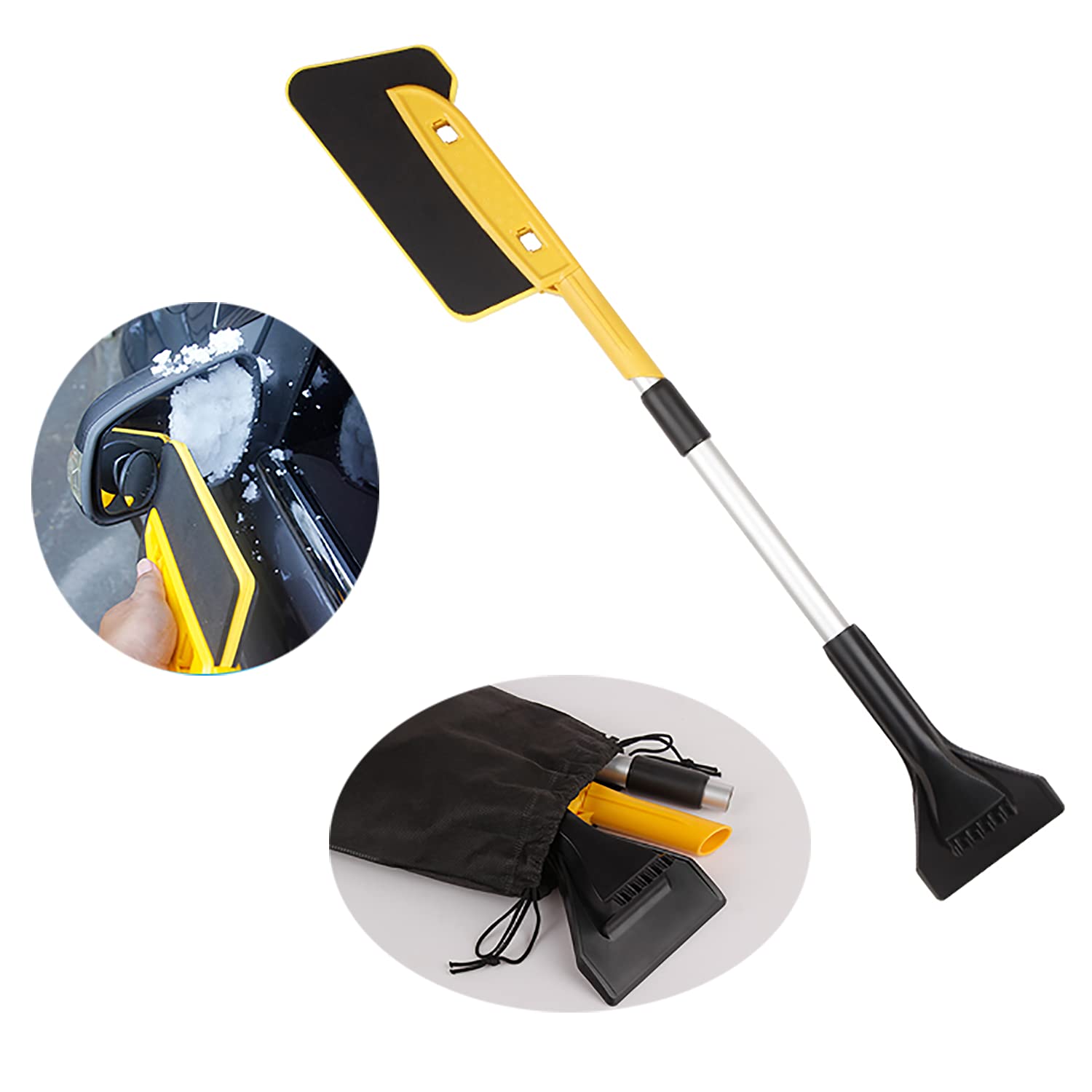 Kwak's 64CM Detachable Ice Scraper, ABS Windscreen Scraper Snow Shovel Windshield Scraper for Car Van Truck SUV with a Black Storage Bag