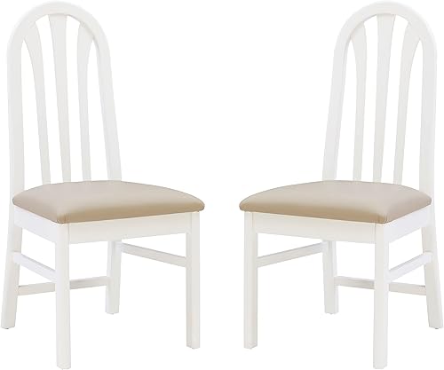 Linon Asiento tapizado blanco y gris juego de 2 sillas de comedor Kennerli totalmente montadas altura blanco y gris