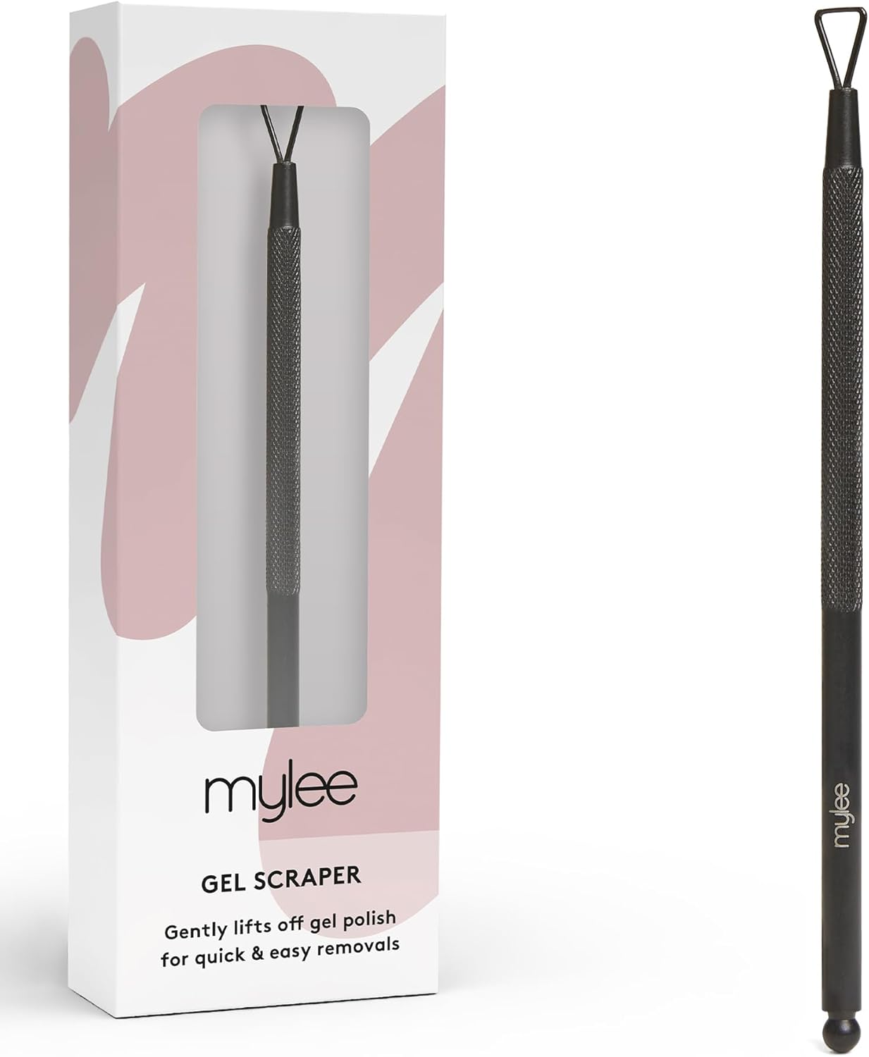 Mylee Gel Scraper – Professional Slim Matte Black Stainless Steel Non-Slip Salon Quality Gel Scraper for Quick and Easy Removal of Gel Polish