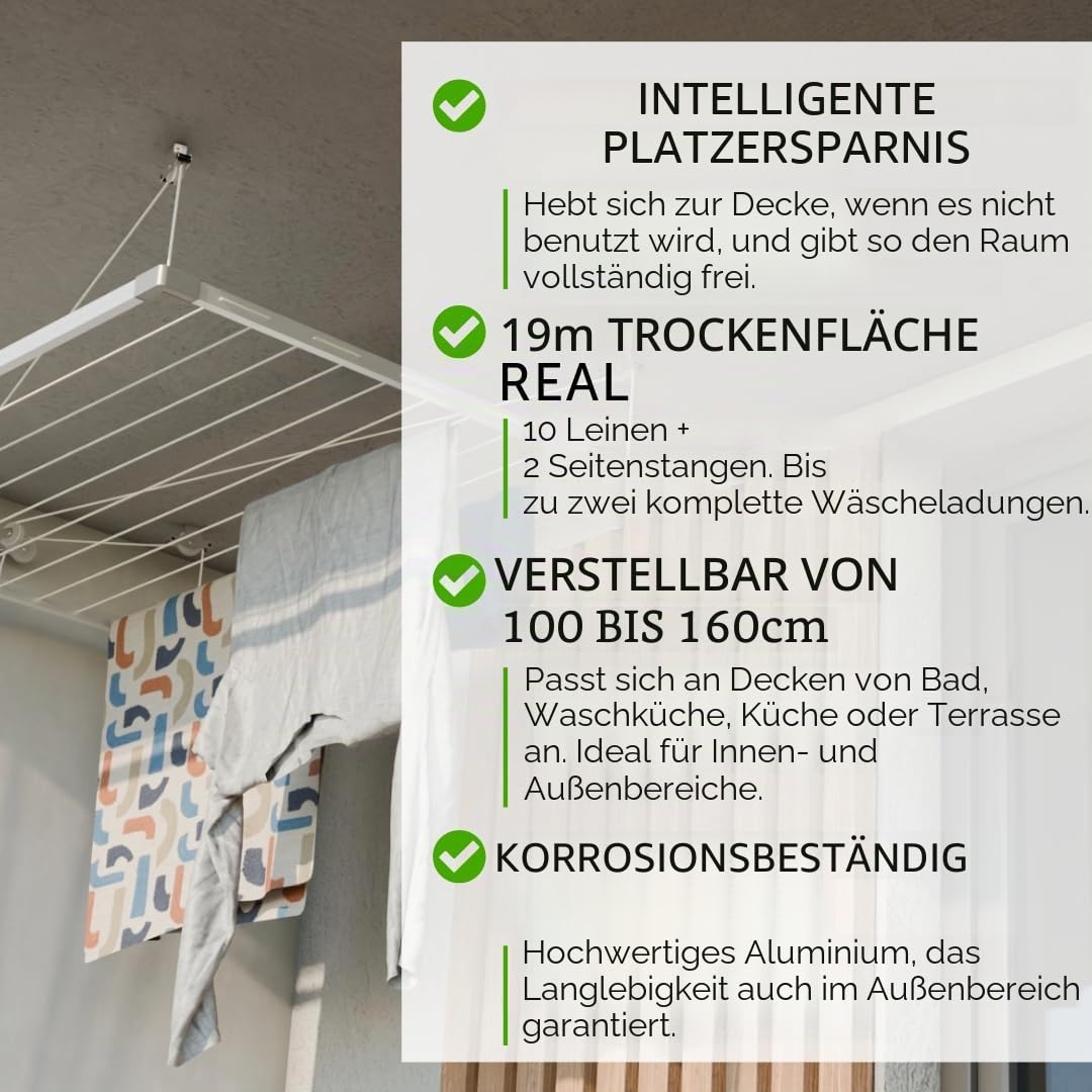 Cuncial Mehrzweck-Trockenständer für Balkongeländer und Terrassenbalkon Maße: 60 x 58 x 22 cm