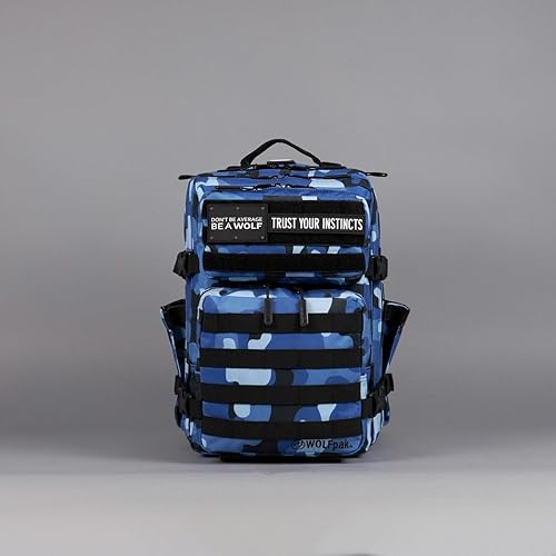 Miniatura 10 de WOLFpak Mochila de gimnasio atlético de 25L, Negro y Camuflaje Azul, Tamaño único, Mochila