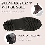 Women's Wedge Chelsea Boots Elastic Platform Lug Sole Slip on Ankle Booties