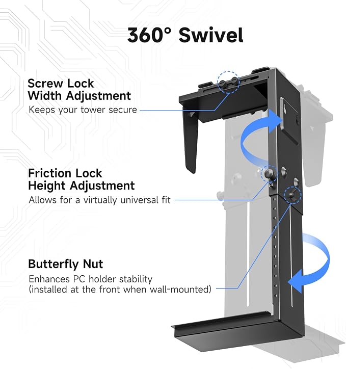 Soporte ajustable para CPU Suptek para escritorio y pared miniatura 3