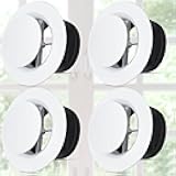 Baquler 4 Pcs 4 Inch Air Vent Covers, Adjustable Soffit Vent Bulk, ABS Round Ceiling Diffuser Covers for Living Room, Attic, Bathroom, Kitchen, Ventilation Use, White