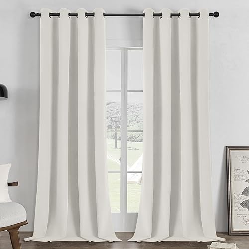 Miniatura 25 de Joydeco Cortinas negras 100% opacas de 84 pulgadas, 2 paneles, cortinas de terciopelo negro con aislamiento térmico de lujo para dormitorio, sala de