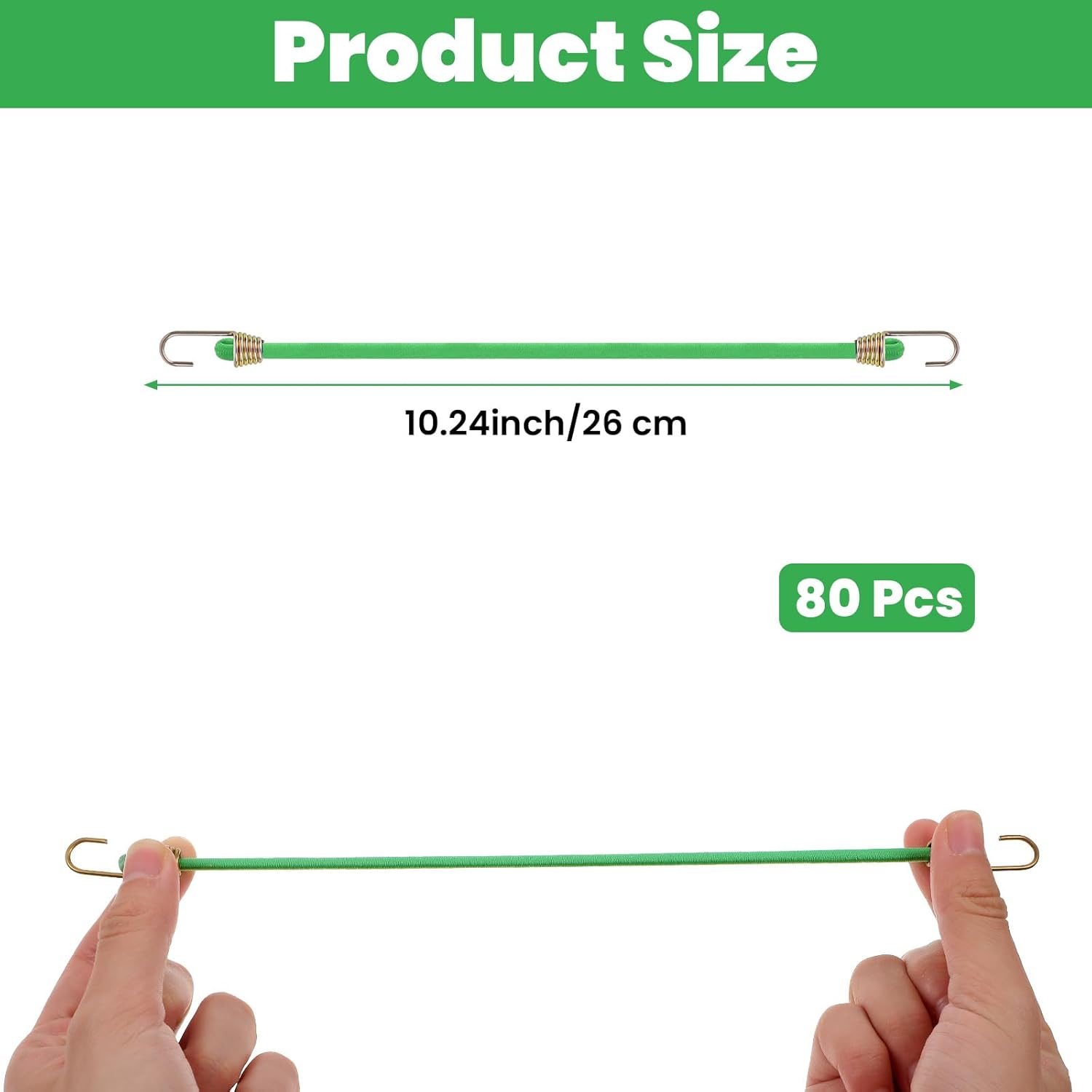 Small Bungee Cords with Hooks, 80Pcs 10 Inch Rubber Mini Bungee Cord Adjustable Stretchy Heavy Duty Elastic Bungee Straps for Outdoor Camping, Tents, Tarps, Bikes, RV, Luggage Roof Racks, Cargo