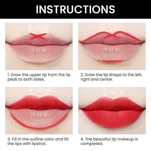 Miniatura 48 de evpct DNM Juego de 1 delineador de labios y lápiz labial rojo oscuro profundo, para mujer, tono mate, tinte labial de larga duración y resistente al