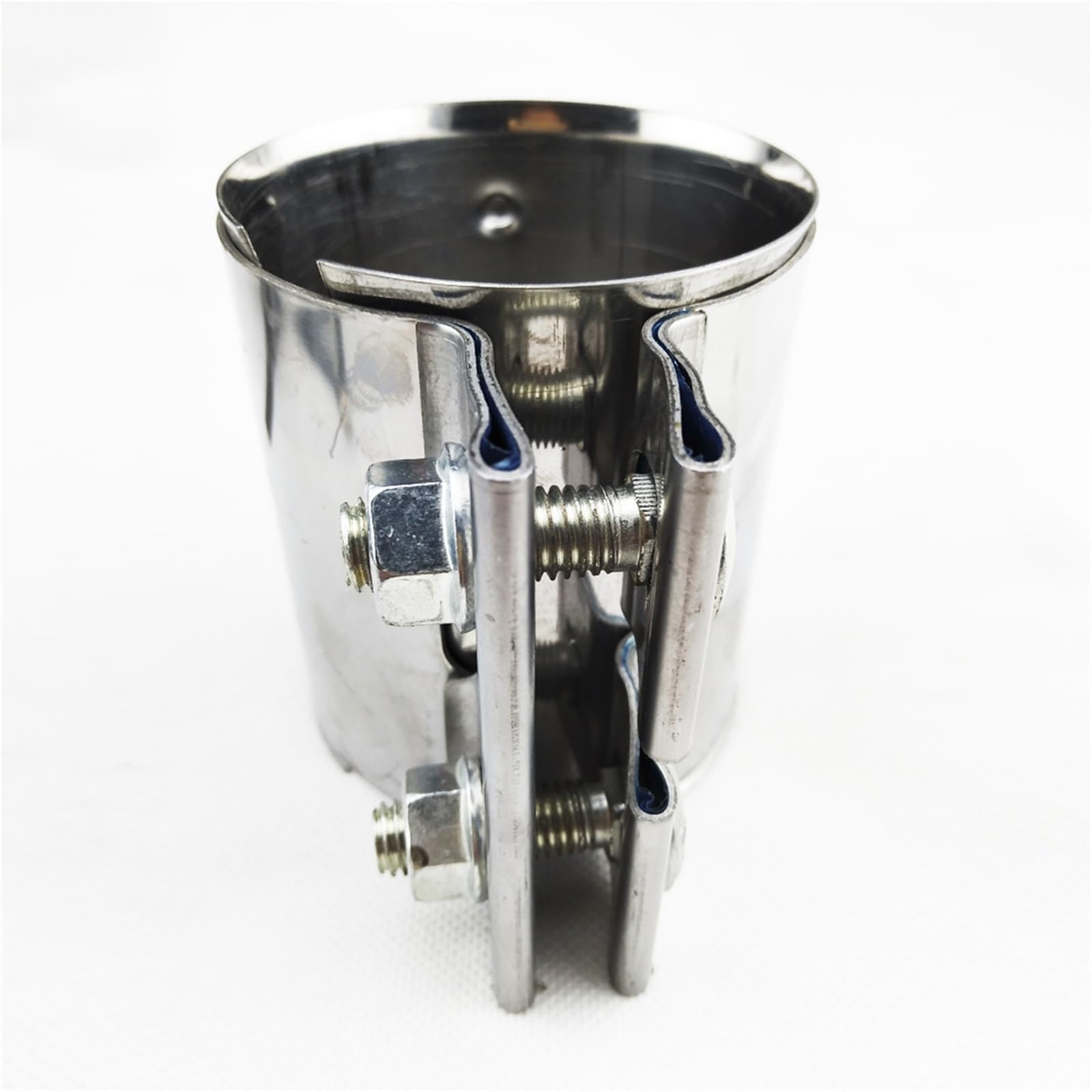 Double Bolt Exhaust Clamp Pipe Connector Stainless Steel 1.65-3.0" Pipe Connector Tube Adapter Joiner Sleeve Length 87mm