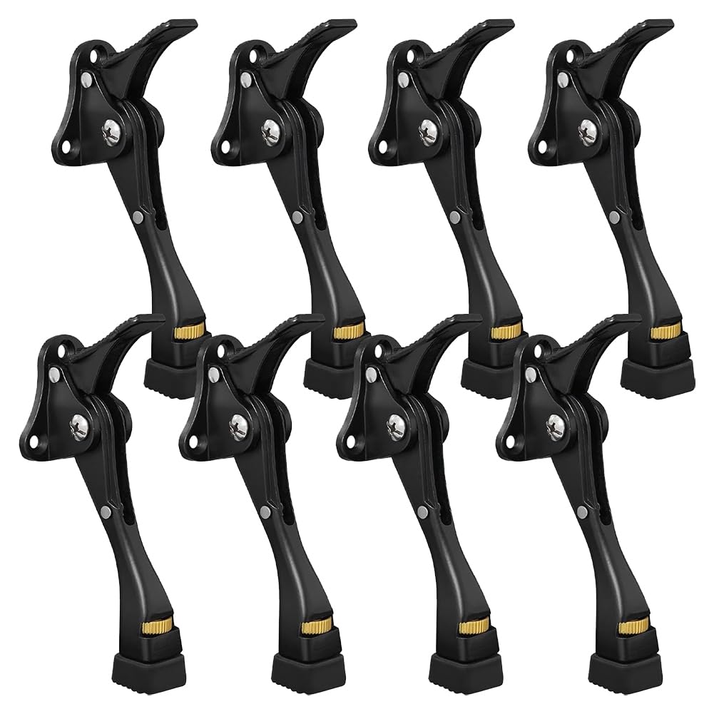Aundhegrtt As Shown Adjustable Heavy Duty Aluminum Alloy Door Stoppers, Kickdown Design With Rubber Tips, 8-Pack Stop For Bottom Door Holders