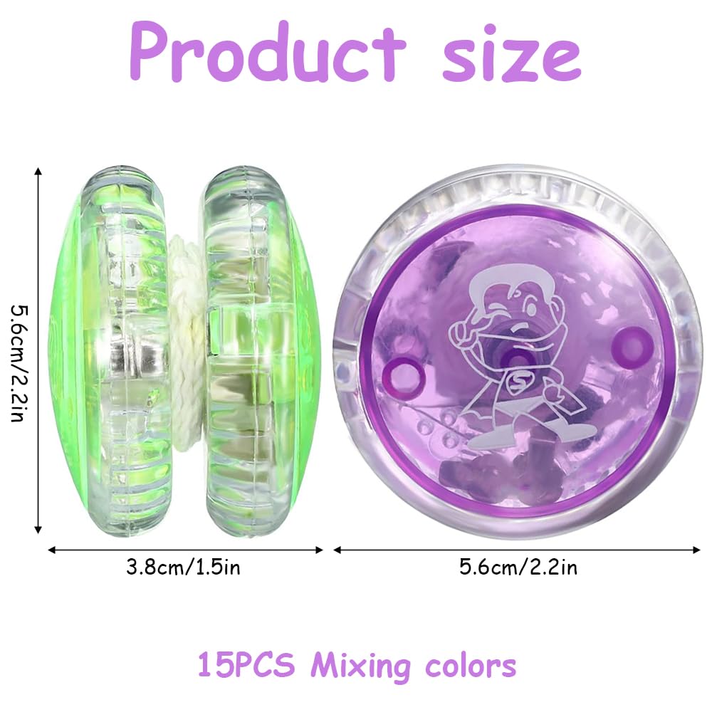 15 Pezzi Giocattoli LED Yoyo Luce, Reattivo Yoyo, Plastica ResponsiveYoyo, Giocattoli Yoyos per Principianti, Yoyos Bambini Gadget Compleanno, per Regali di Compleanno, Feste e Celebrazioni