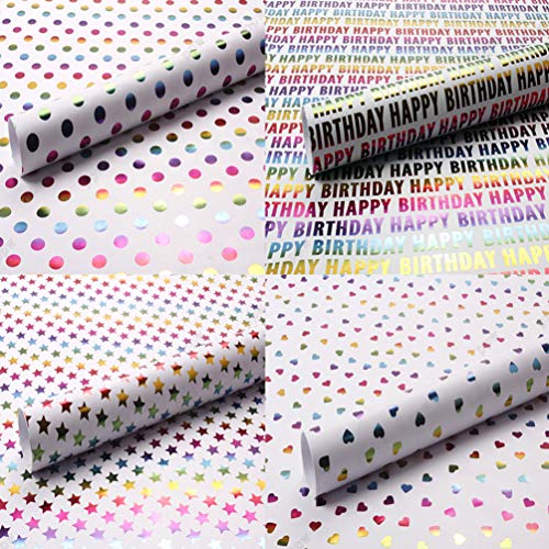 Papel de embrulho de estampa dourado Nuobesty, papéis de embalagem coloridos para chás de bebê, aniv