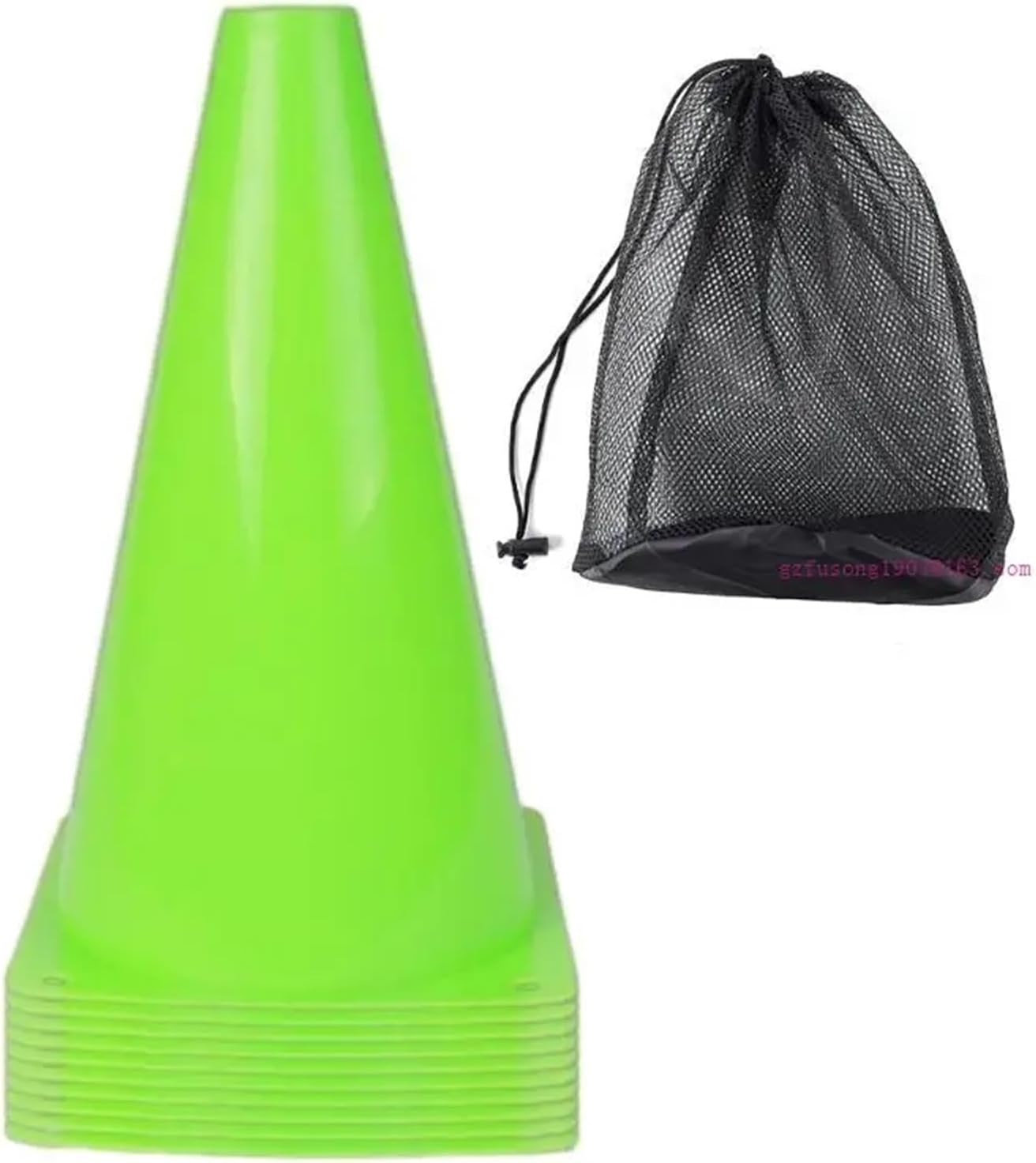 10Pcs Plastic Agility Cones Soccer Training Markers for Speed Drills, Multi-Color | Durable plastic cones for agility, soccer, speed, and field training drills.(Green)