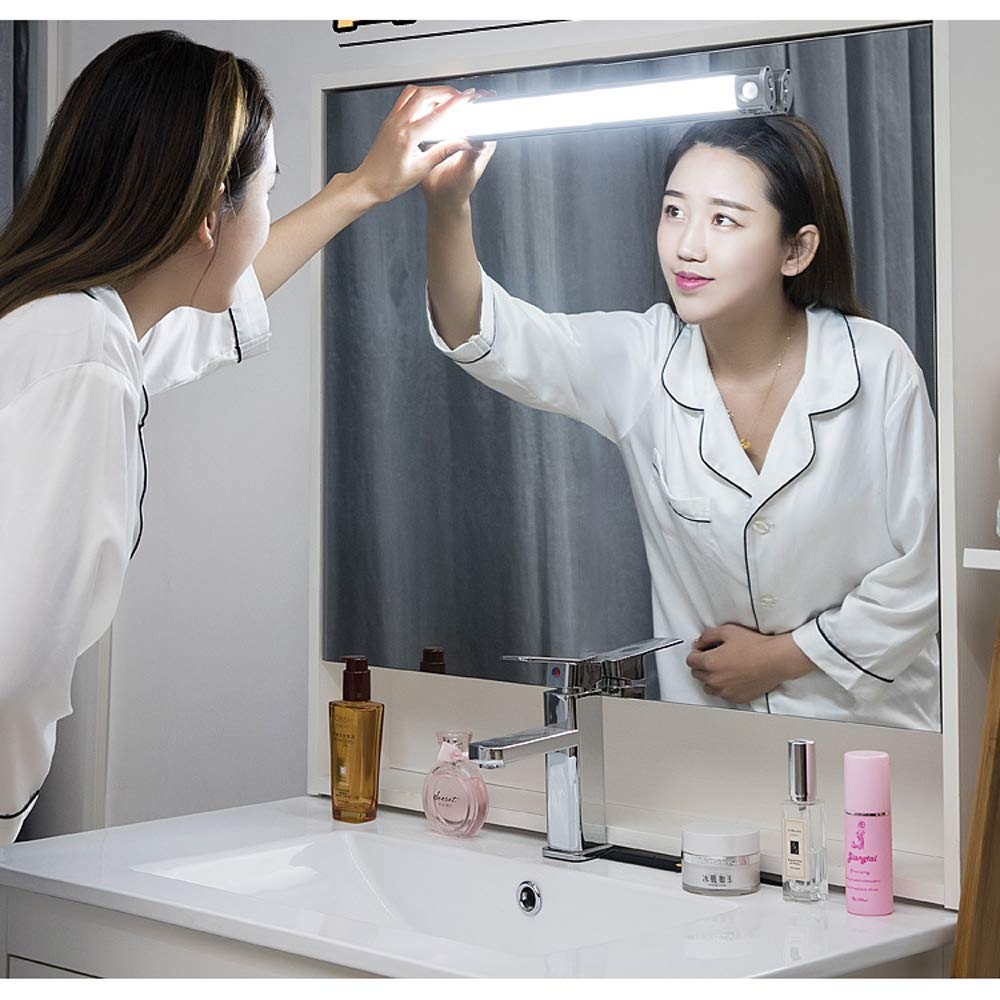Lampade a Specchio da Bagno Lampade a Specchio Led Fari Ricaricabili a Induzione Trucco Specchio Bagno Wireless Punzonatura Senza Fili per il Bagno Staccabile Luci Della Parete Leggera/White